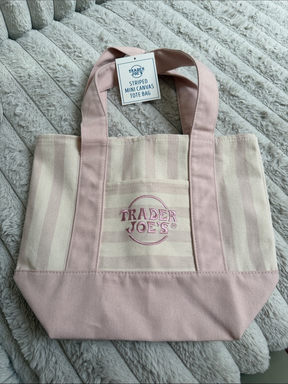 Trader Joe’s Pink Striped Mini Canvas Tote Bag